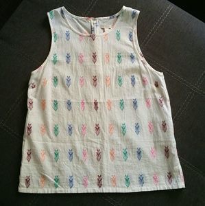 JCrew White Tank Top w/ Woven Detail